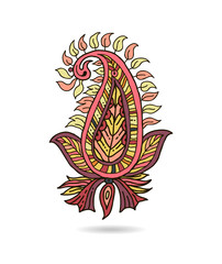 Beautiful Indian floral ornament for your business. Hand draw line art ornate flower design