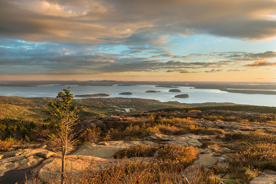 Autumn Sunrise From Cadillac Mountain In Maine