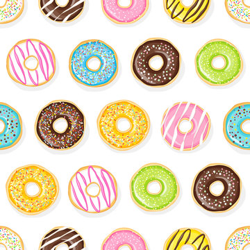 Sweet donuts on the white background.