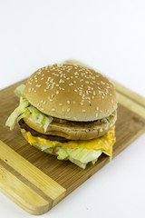 Hamburger on a chopping table