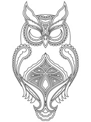 Abstract outline of owl with close eyes