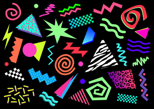 Formes abstraites et couleurs fluo des années 80