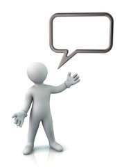 Man with a blank speech bubble