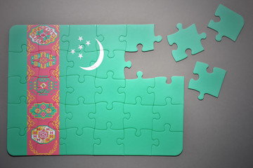 puzzle with the national flag of turkmenistan