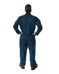 Back of plumber man.