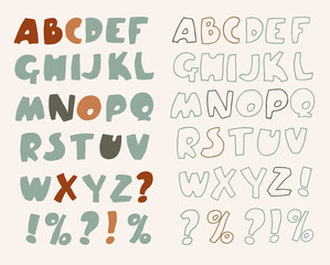 Hand-drawn vector alphabet.
