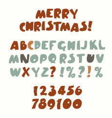 Hand drawn retro color font. Vector illustration.