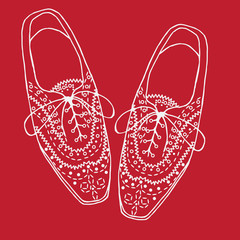 oxfords shoes, doodle hipster lace-Ups shoes, outline style.