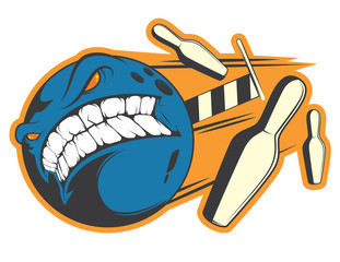 Angry bowling ball sticker vector concept