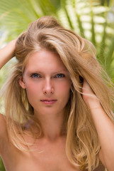 Naklejka premium Beautiful Young Woman Face