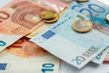 Money euro coins and banknotes