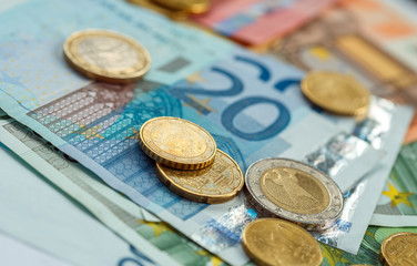 Money euro coins and banknotes