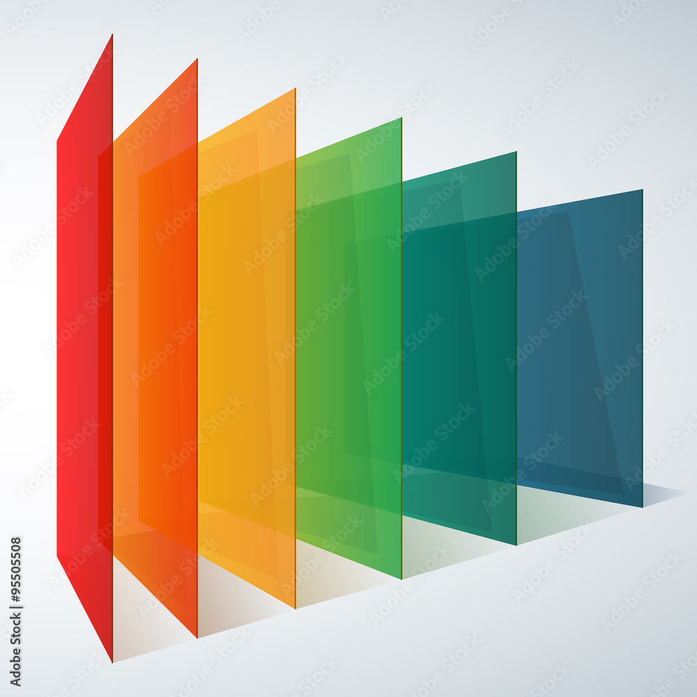 Aufkleber infographics 3d perspective rainbow transparent rectangles on white background