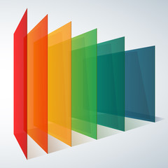 Infographics 3d perspective rainbow transparent rectangles on white background