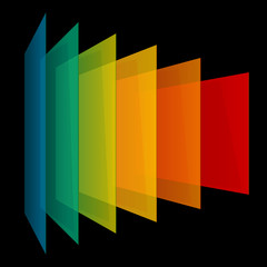 Infographics 3d perspective rainbow transparent rectangles on black background