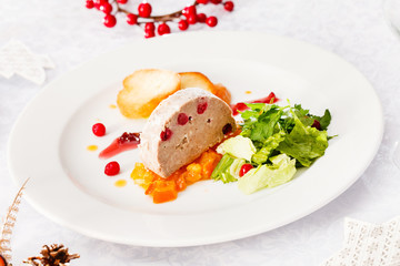 Foie gras pate on Christmas table