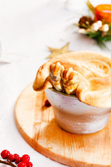 Mushroom Pot-Pie on Christmas table