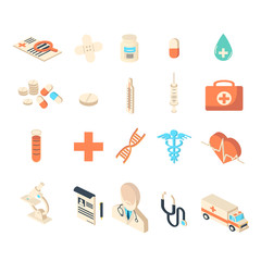 Medicine and healthcare icons collection set.