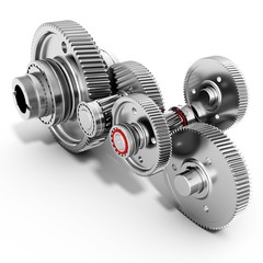 3d detailed metallic gears