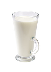 milk glass high on a white background