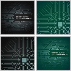 Circuit board vector elements. 4 tiled pattern backgrounds good for IT / computers business design. File one.