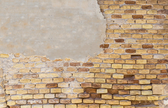 Damaged grunge brick wall texture background