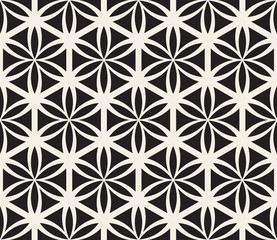Vector Seamless Black and White Flower of Life Sacred Geometry Circle Pattern