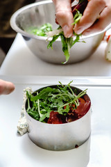 chef making salad