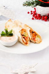 tortilla on Christmas table