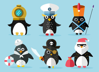 Penguin set vector illustration