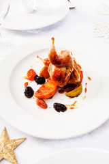 quail on Christmas table