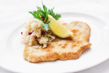  Schnitzel with cabbage