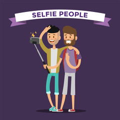 Selfie shots mans gays couple vector illustration