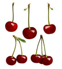 Set of sweet ripe cherry