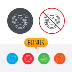 Obraz premium Pacifier icon. Nipple or dummy sign.