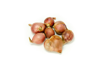 Shallots isolated on white background.