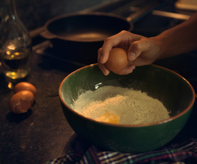 Pancakes cooking process