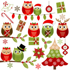 Obraz premium Christmas Owls