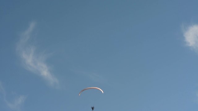 paratrooper on powered paragliding in glide