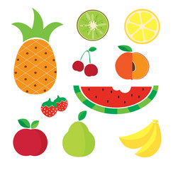 Flat fruits minimalist design vector.