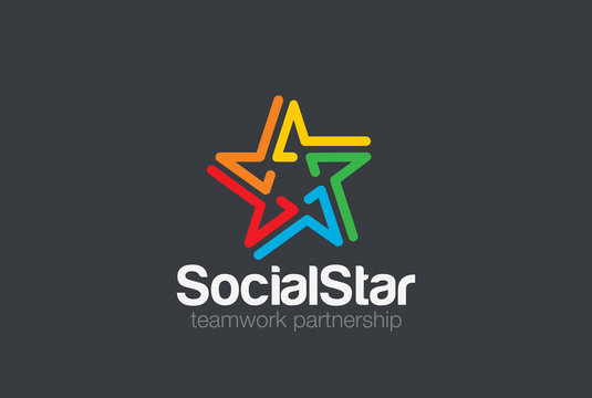 Social Network Logo Design Vector Template. Five Point Star Logotype