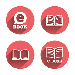 Electronic book signs. E-Book symbols.