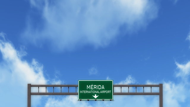  Passing under Merida Mexico Airport Highway Sign  