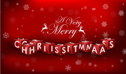 Fototapeta na wymiar Merry Christmas 3d text on red background