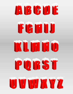 Alphabet red 3d letters