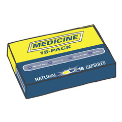 Pain Medication Box for when you Get Hurt on the Job or Have Back Pain or Even a Simple Headache. The Capsules, Gel Tabs, or Tablets will Help You Feel Healthy and Strong. This Drug Relieves Pain!