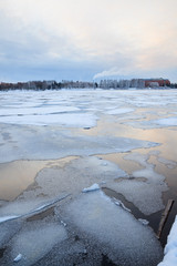 Thin ice at lake