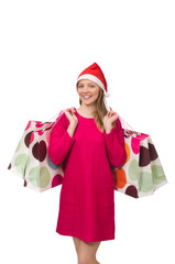 Young woman in christmas shopping concept