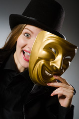 Woman with mask in funny concept