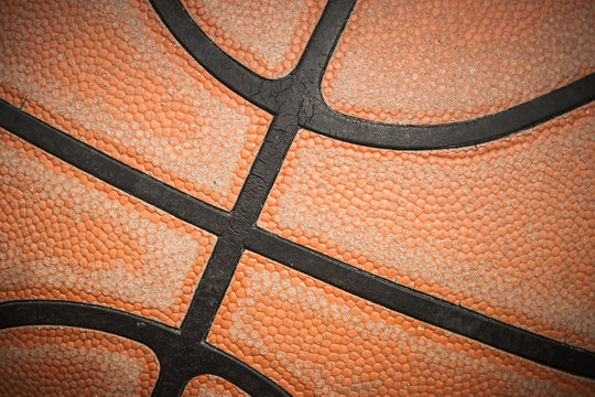 Close up of old basketball texture
